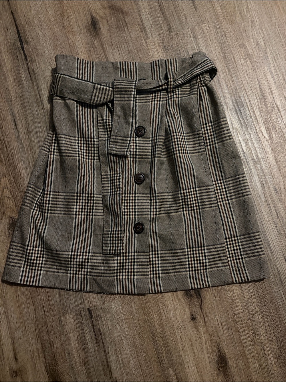 Urban Outfitters - Beige, Brown & Black Plaid Button-Front Skirt - Size Medium